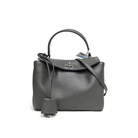 BALENCIAGA Rodeo迷你23灰色牛皮銀扣肩背包