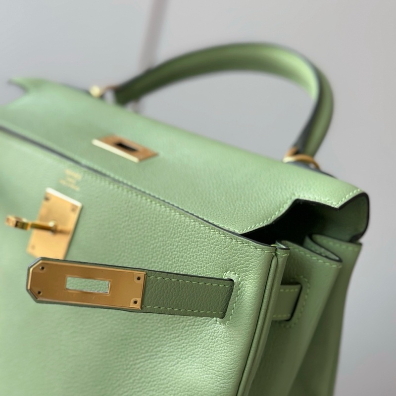 閒置新✨Hermes/愛馬仕 kelly28 牛油果綠手提包斜背包 金扣 💚正品-6