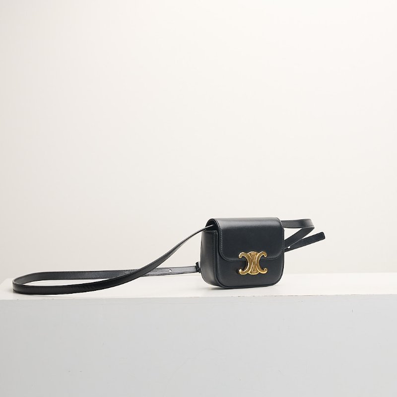 二手Celine mini 凱旋門小包/黑金-2