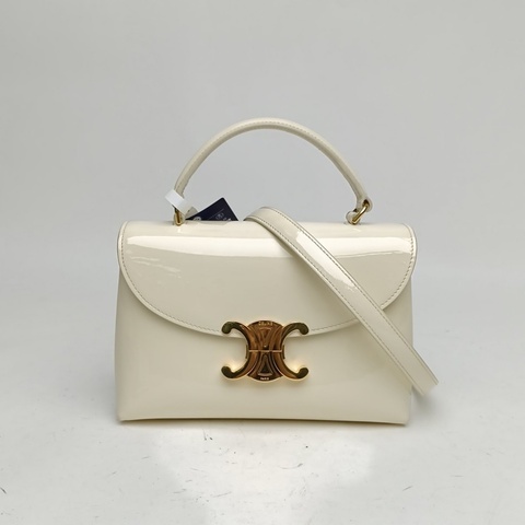 CELINE 白色漆皮TeenNino手柄手提包