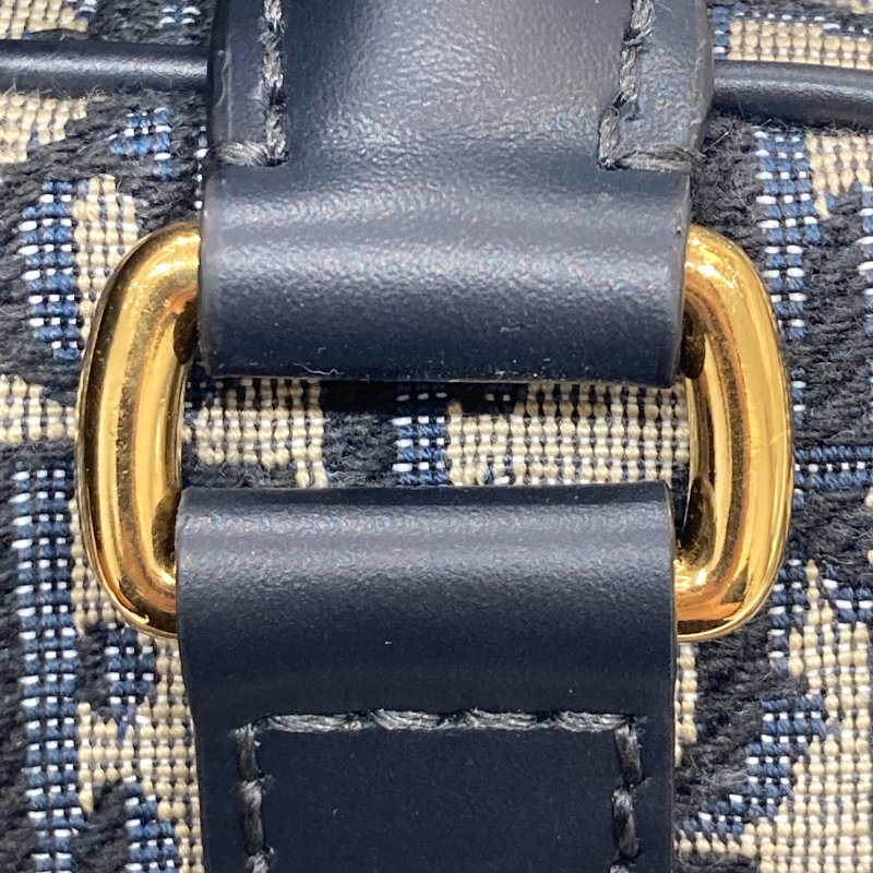 DIOR 迪奧 D-Vibe 保齡球包 側背包 手提包 帆布 藍色 Oblique 緹花 金釦-15
