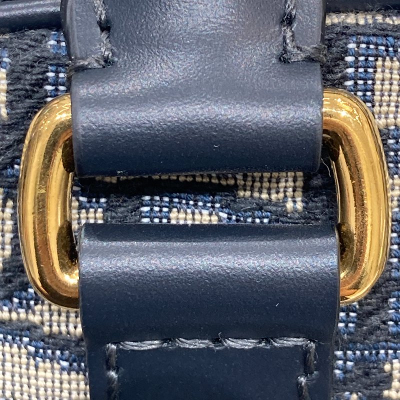 DIOR 迪奧 D-Vibe 保齡球包 側背包 手提包 帆布 藍色 Oblique 緹花 金釦-16
