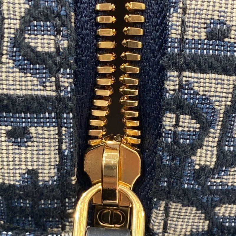 DIOR 迪奧 D-Vibe 保齡球包 側背包 手提包 帆布 藍色 Oblique 緹花 金釦-19