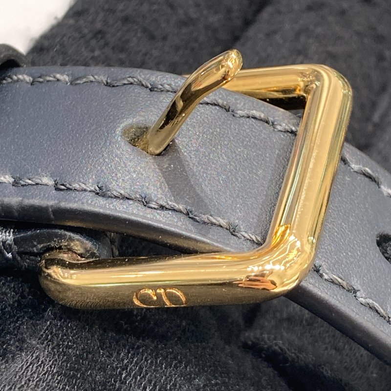 DIOR 迪奧 D-Vibe 保齡球包 側背包 手提包 帆布 藍色 Oblique 緹花 金釦-22