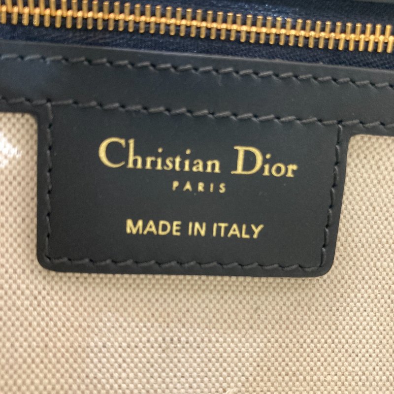 DIOR 迪奧 D-Vibe 保齡球包 側背包 手提包 帆布 藍色 Oblique 緹花 金釦-25