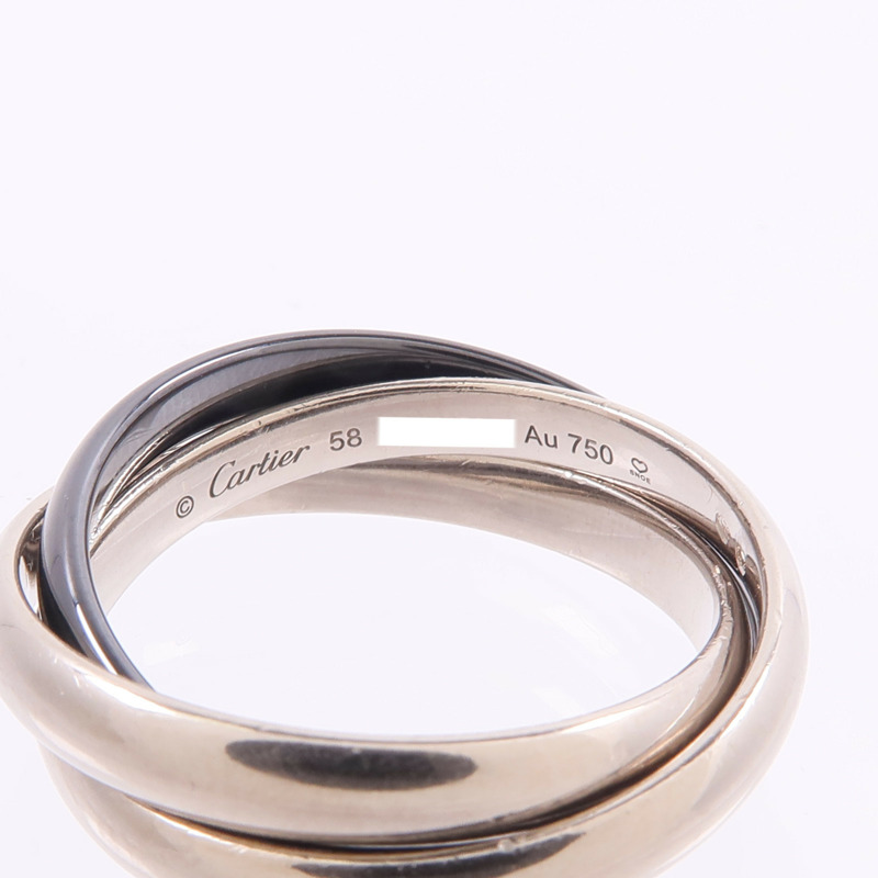 CARTIER 18K白金/陶瓷Trinity戒指-3