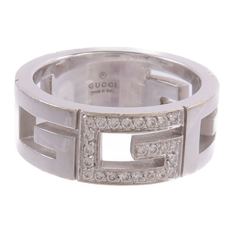 GUCCI 18K白金Multiple G鑽石戒指-1
