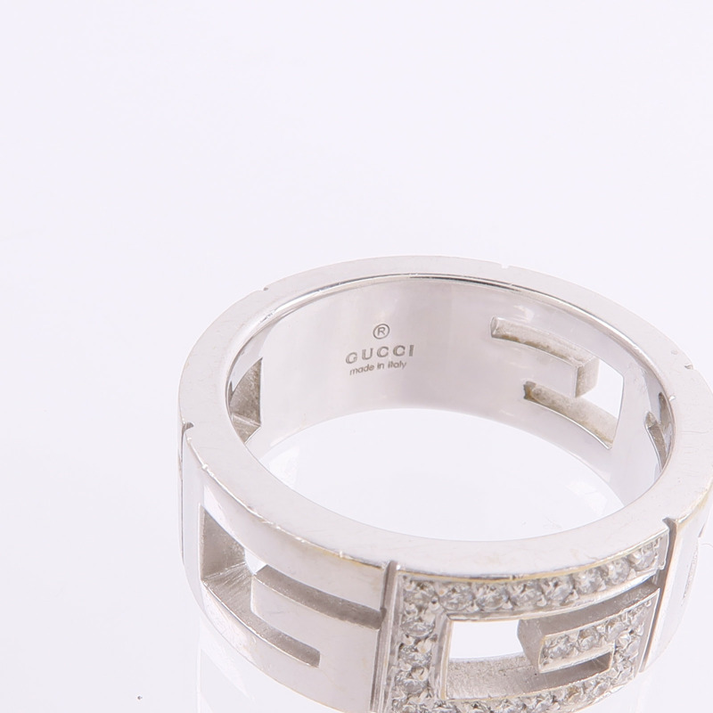 GUCCI 18K白金Multiple G鑽石戒指-4