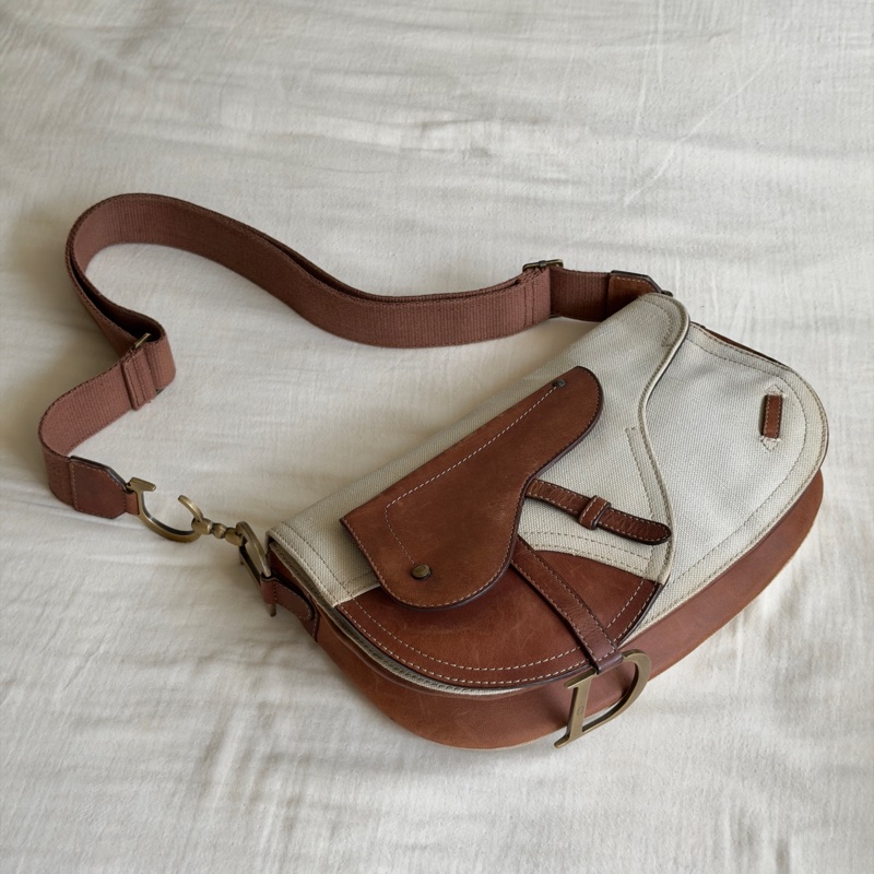 絕無僅有 Dior 拼色馬鞍包 /Dior Saddle/john galliano 海盜爺/迪奧-5
