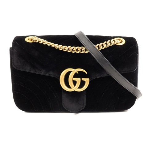 GUCCI 天鵝絨GG Marmont Shoulder Bag鏈帶肩背袋