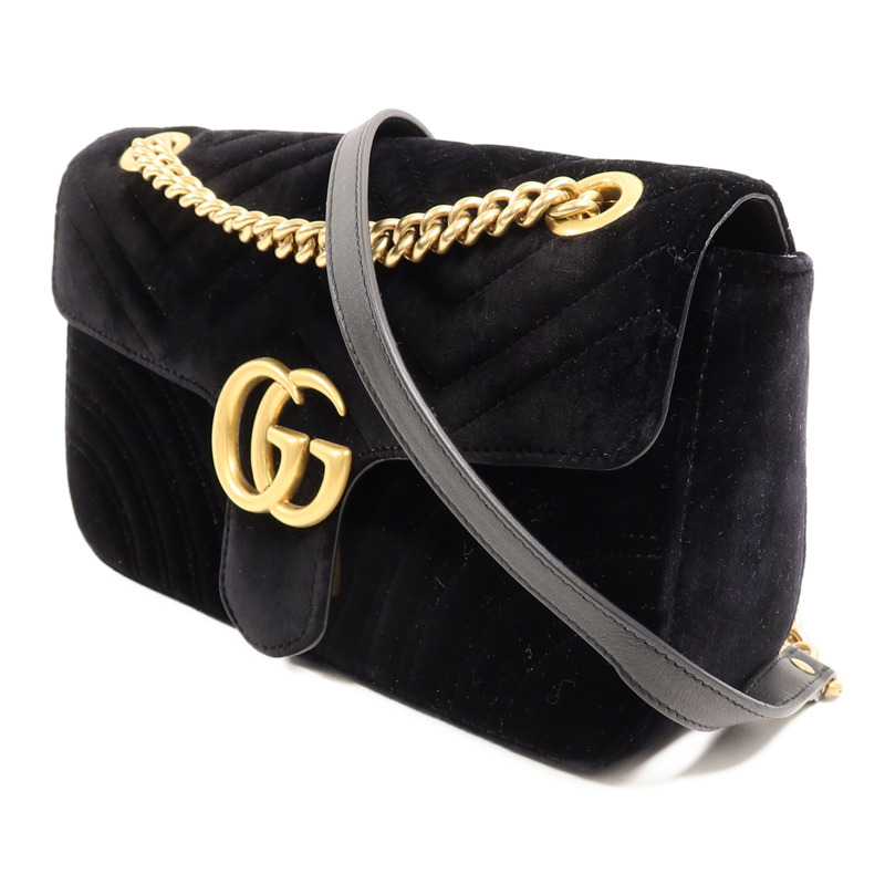 GUCCI 天鵝絨GG Marmont Shoulder Bag鏈帶肩背袋-2