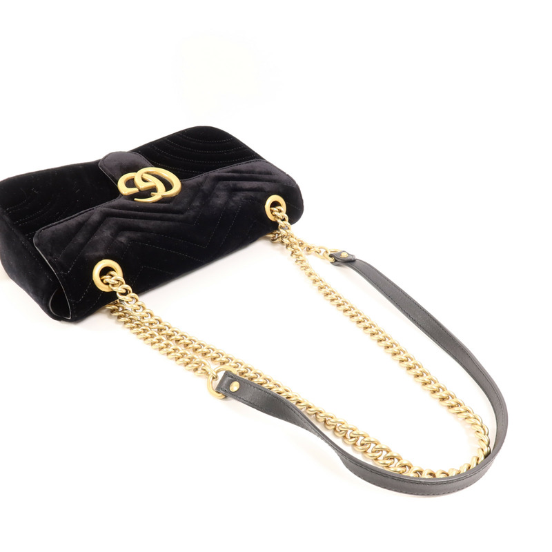 GUCCI 天鵝絨GG Marmont Shoulder Bag鏈帶肩背袋-7