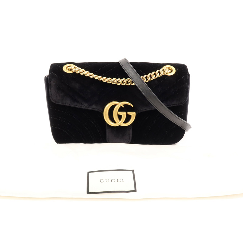 GUCCI 天鵝絨GG Marmont Shoulder Bag鏈帶肩背袋-9
