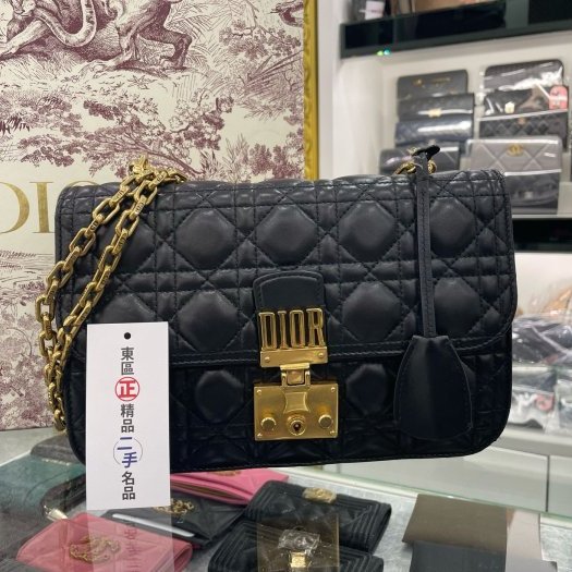 東區正精品㊣DIOR Addict dior 黑色全皮字母鎖扣翻蓋斜背包肩背包 RZ2851-1