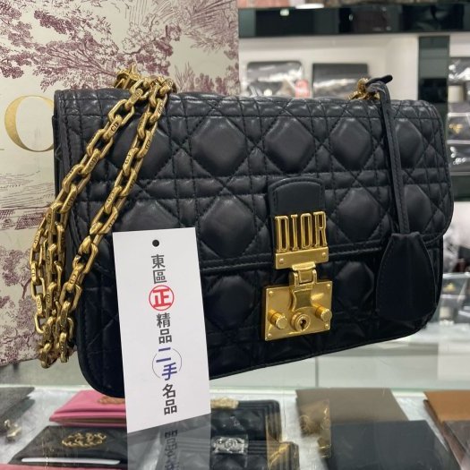 東區正精品㊣DIOR Addict dior 黑色全皮字母鎖扣翻蓋斜背包肩背包 RZ2851-2