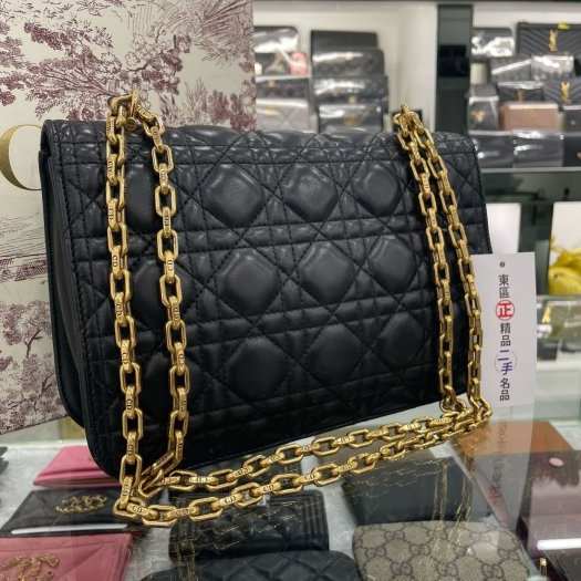 東區正精品㊣DIOR Addict dior 黑色全皮字母鎖扣翻蓋斜背包肩背包 RZ2851-4