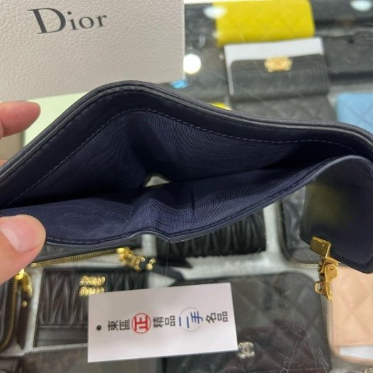 東區正精品㊣CHRISTIAN DIOR S2016CTZQ 藍色帆布馬鞍金釦內拉鍊三折釦子短夾 RZ5422-4