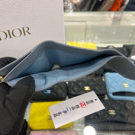 東區正精品㊣CHRISTIAN DIOR 灰色牛皮金CD釦內拉鍊三折釦子短夾 RZ5461-4