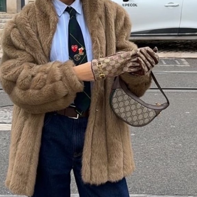 GUCCI古馳OP系列老花迷你月牙碗豆餃子腋下包🫛🥟-5