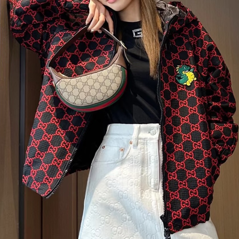 GUCCI古馳OP系列老花迷你月牙碗豆餃子腋下包🫛🥟-6