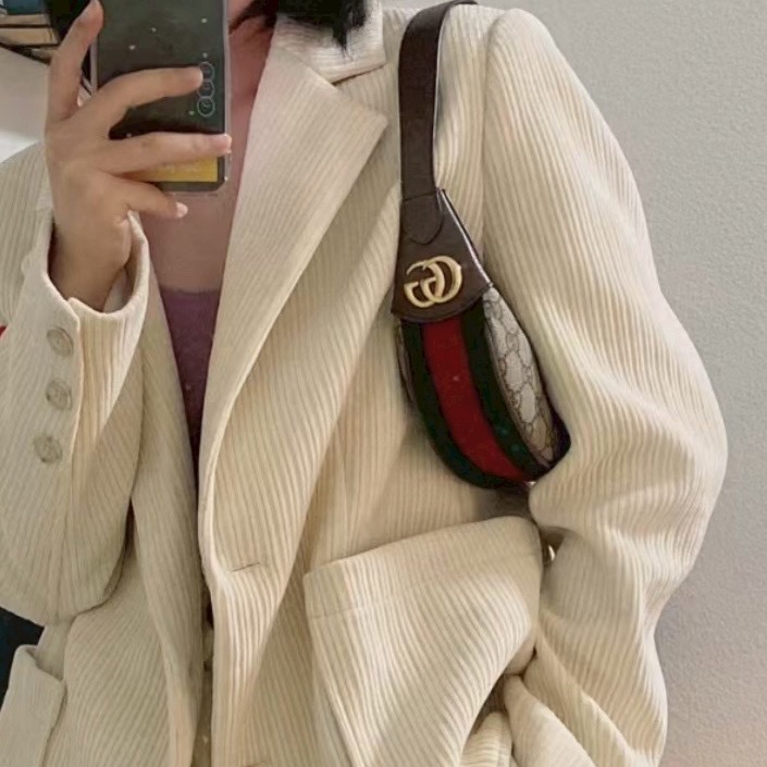 GUCCI古馳OP系列老花迷你月牙碗豆餃子腋下包🫛🥟-18