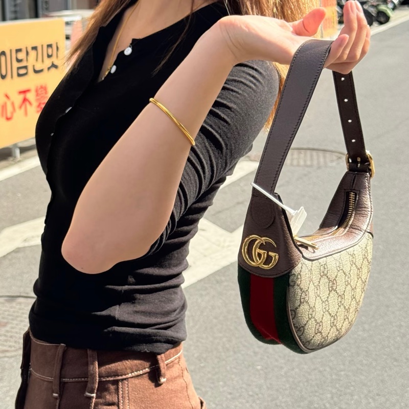 GUCCI古馳OP系列老花迷你月牙碗豆餃子腋下包🫛🥟-31