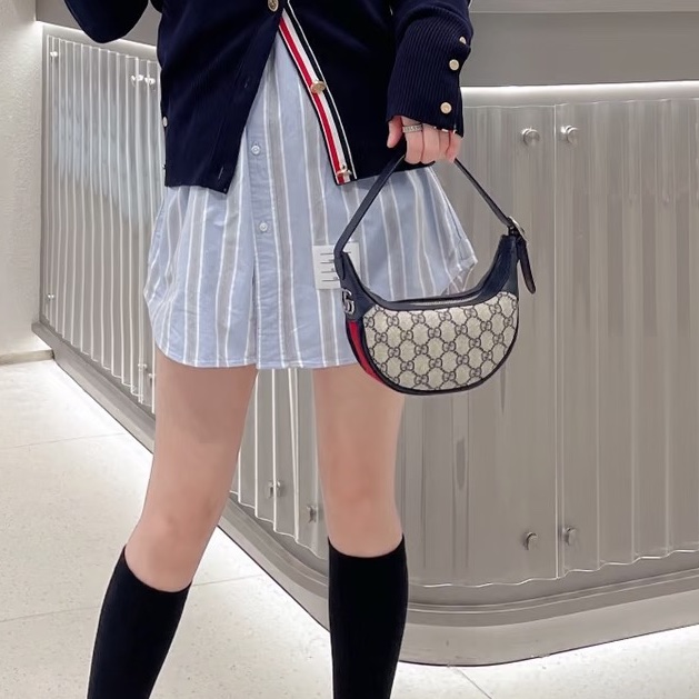 GUCCI古馳OP系列老花迷你月牙碗豆餃子腋下包🫛🥟-34