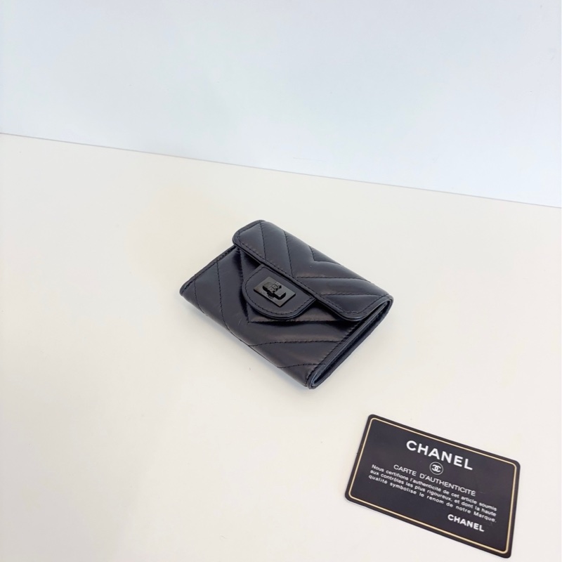 Chanel 2.55 soblack V纹牛皮卡包 25开带卡 8.5*12*2.5 小包-4