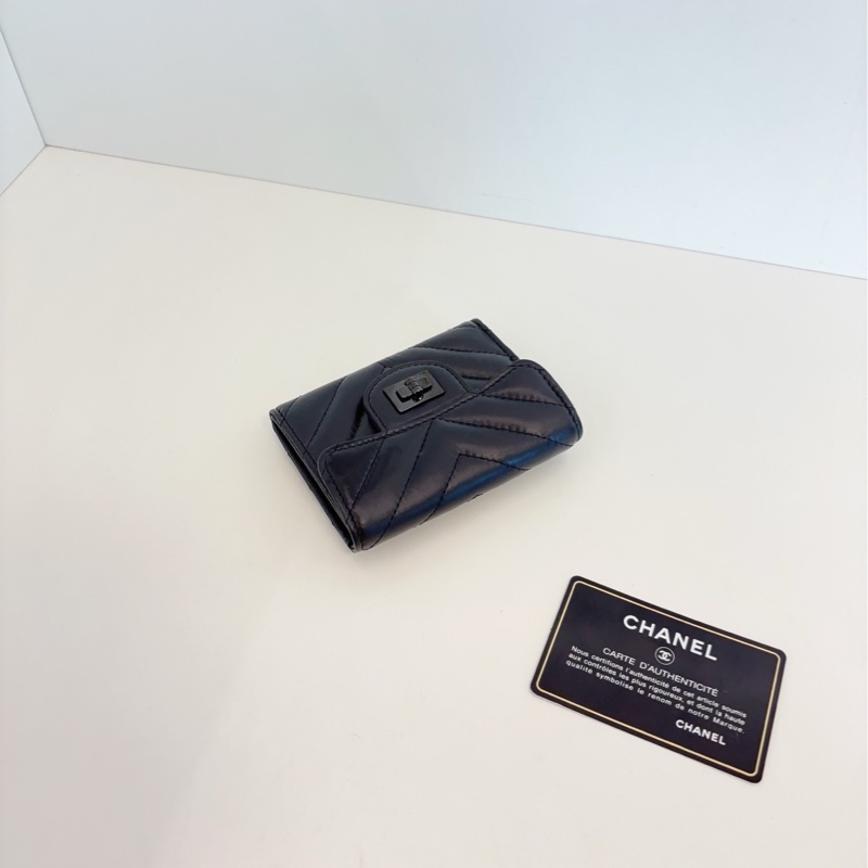 Chanel 2.55 soblack V纹牛皮卡包 25开带卡 8.5*12*2.5 小包-5