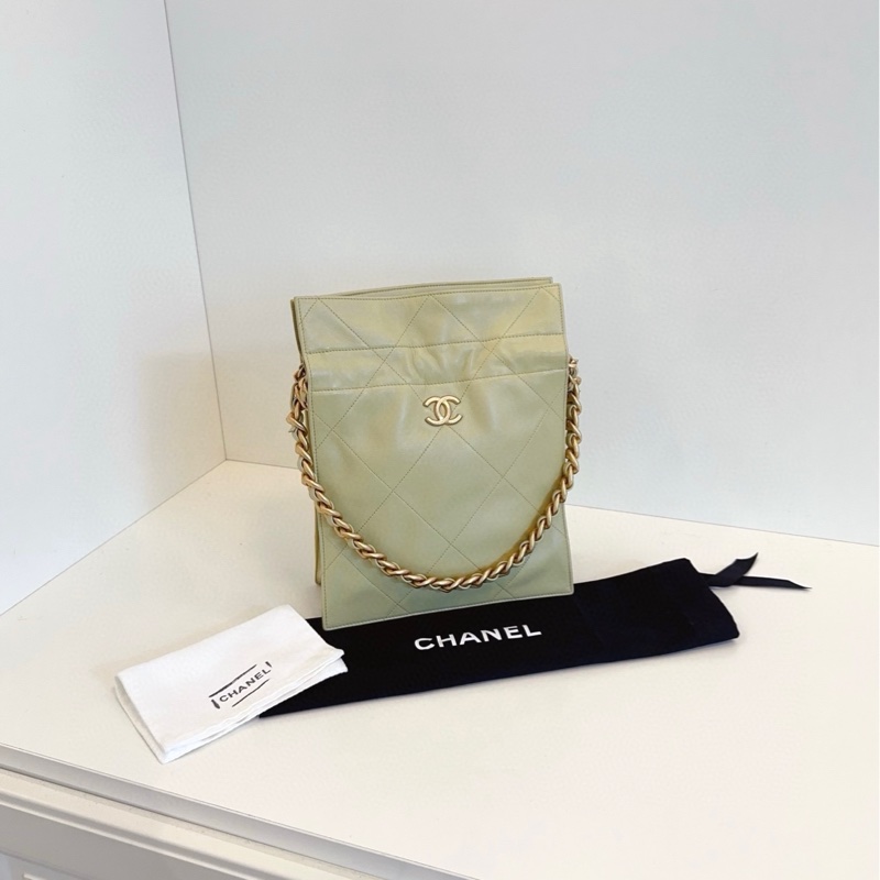 Chanel香奈儿 牛油果抽绳小福袋tote 小号21*26*8 大菱格粗金链条 不会撞包的隐藏款 手感细腻 抽绳松紧可变换不同风-0