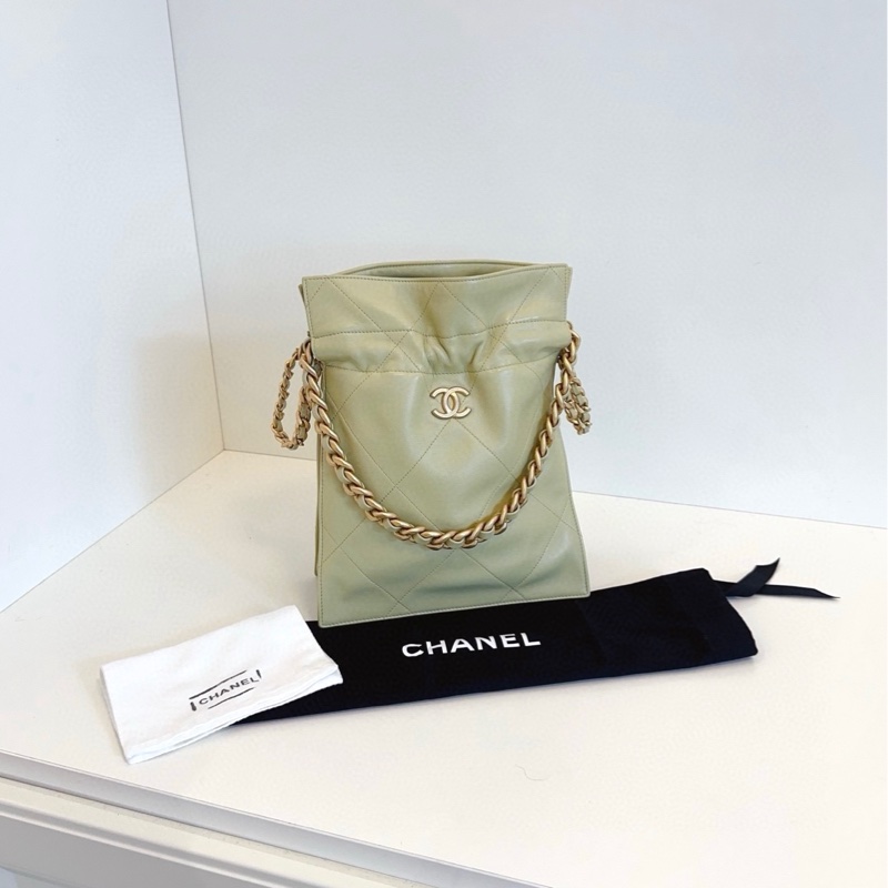 Chanel香奈儿 牛油果抽绳小福袋tote 小号21*26*8 大菱格粗金链条 不会撞包的隐藏款 手感细腻 抽绳松紧可变换不同风-1