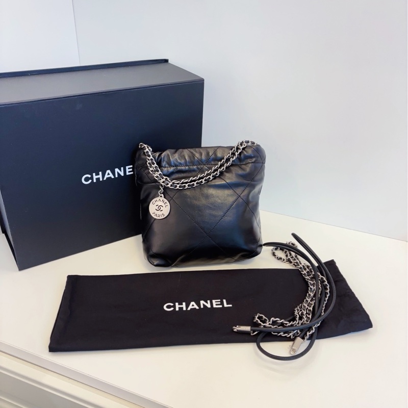 Chanel香奈儿 24B黑银mini 22Bag垃圾袋 新款可拆卸肩带20*19-1