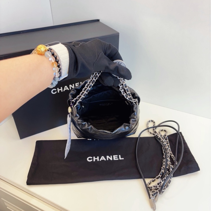 Chanel香奈儿 24B黑银mini 22Bag垃圾袋 新款可拆卸肩带20*19-6