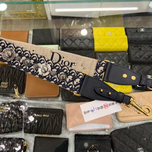 東區正精品㊣CHRISTIAN DIOR 藍色丹寧logo 字母雙面刺繡編織帆布鉚釘寬版肩背帶 RZ5974 S8520CTZQ OBLIQUE-2