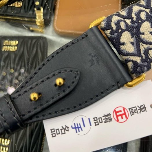 東區正精品㊣CHRISTIAN DIOR 藍色丹寧logo 字母雙面刺繡編織帆布鉚釘寬版肩背帶 RZ5974 S8520CTZQ OBLIQUE-5