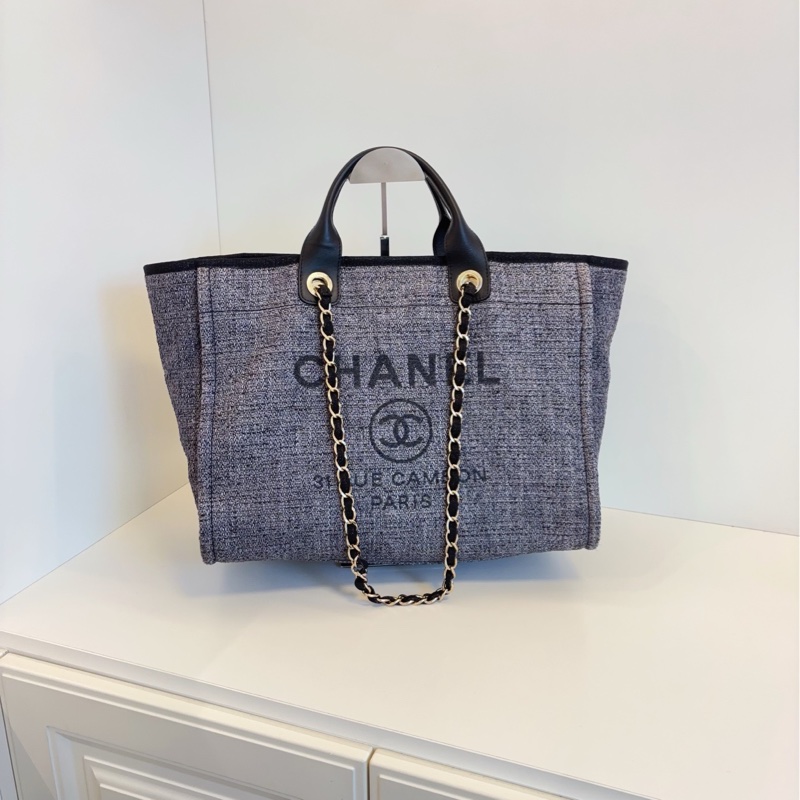 Chanel 香奈儿 灰黑色 帆布手提沙滩包 休闲大容量推荐 夏日气息浓浓 随意背出Chill感 慵懒百搭 38*29*18-0