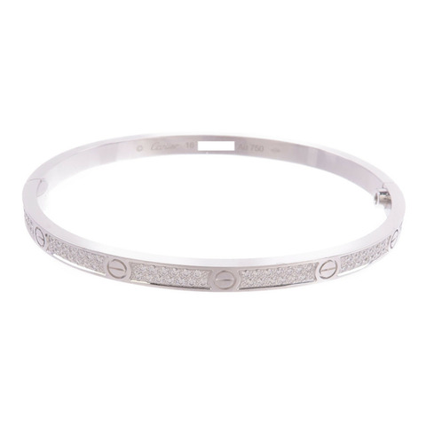 CARTIER 18K白金Love Bangle SM Paved鑽石手鐲