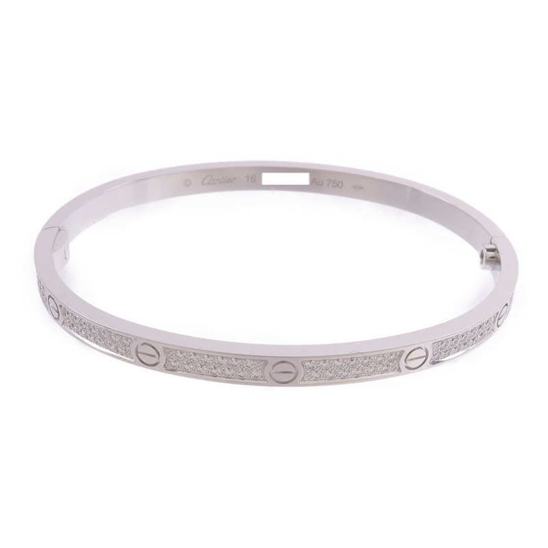 CARTIER 18K白金Love Bangle SM Paved鑽石手鐲-1