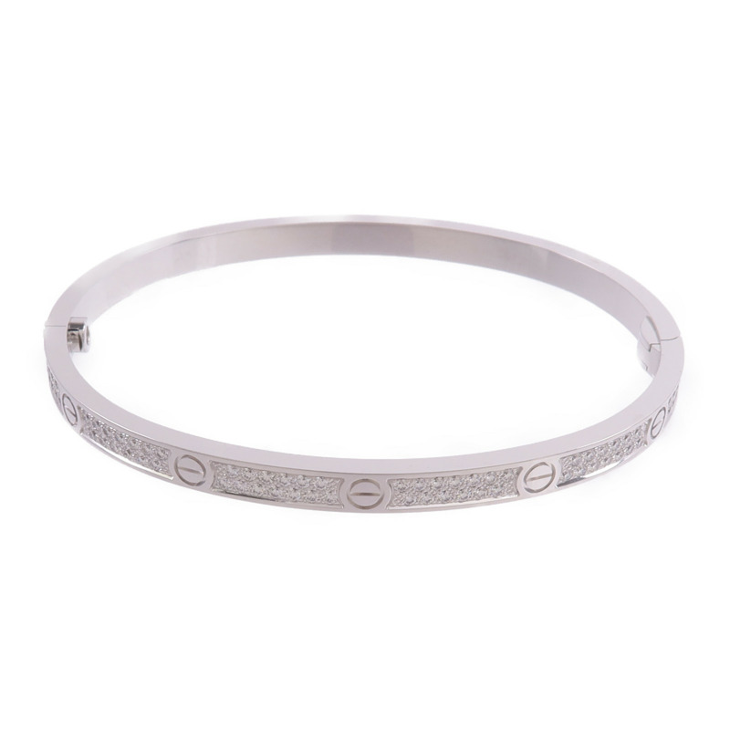 CARTIER 18K白金Love Bangle SM Paved鑽石手鐲-3