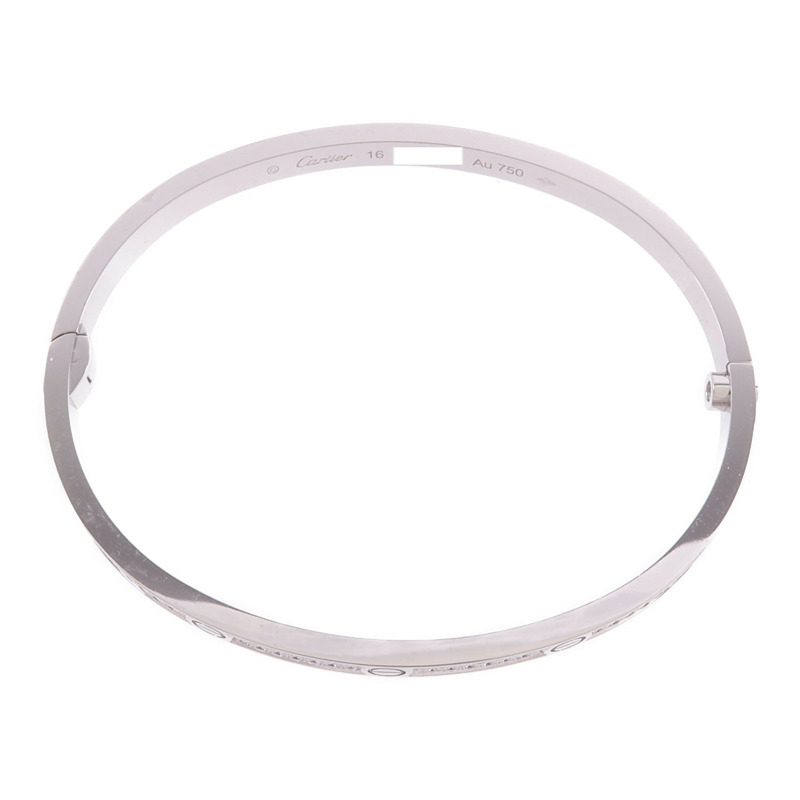 CARTIER 18K白金Love Bangle SM Paved鑽石手鐲-4