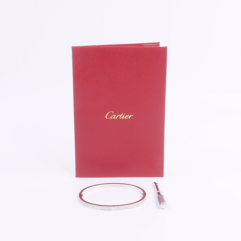 CARTIER 18K白金Love Bangle SM Paved鑽石手鐲-9