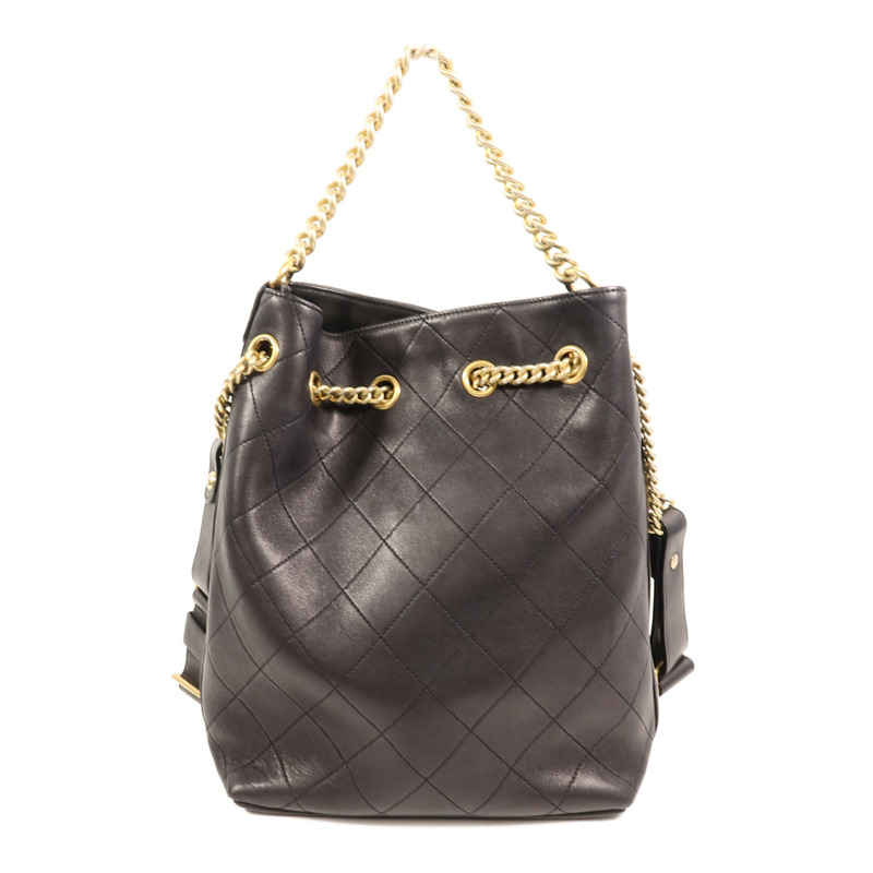 CHANEL 牛皮皮革Drawstring Bucket鏈帶手挽肩背兩用袋-1