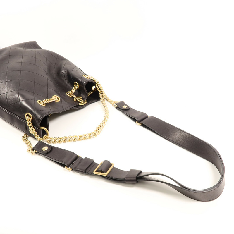 CHANEL 牛皮皮革Drawstring Bucket鏈帶手挽肩背兩用袋-7