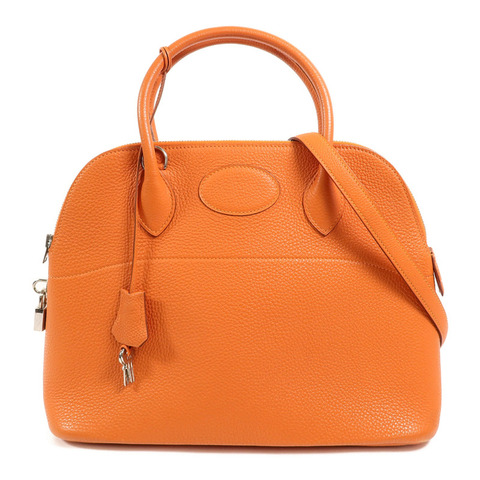 HERMES Clemence皮革Bolide 31手挽肩背兩用袋Orange