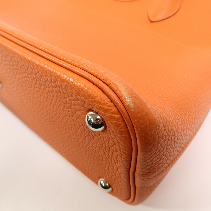 HERMES Clemence皮革Bolide 31手挽肩背兩用袋Orange-12