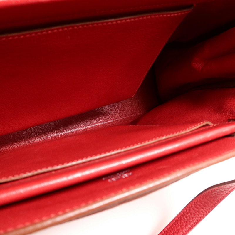 HERMES Togo皮革Cabana 35肩背袋Rouge H-4