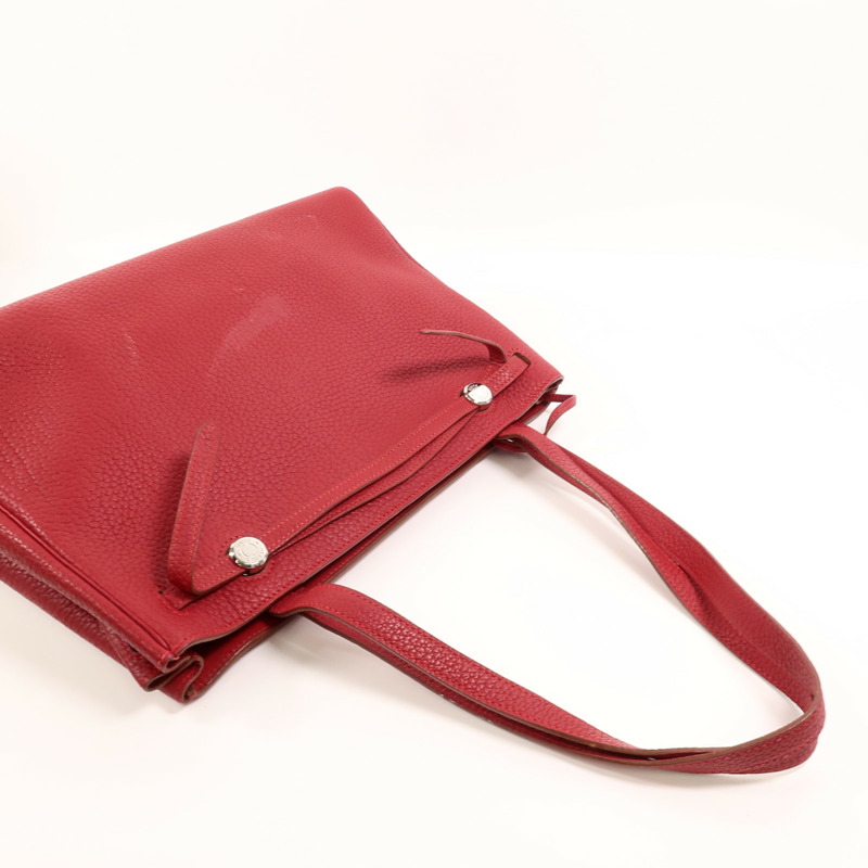 HERMES Togo皮革Cabana 35肩背袋Rouge H-7