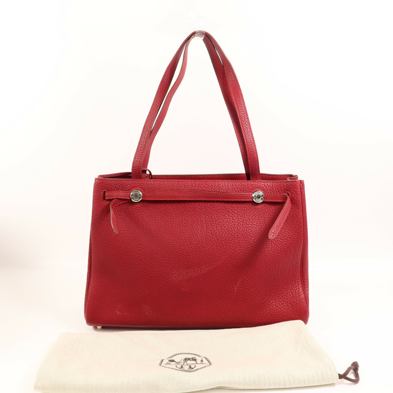 HERMES Togo皮革Cabana 35肩背袋Rouge H-8