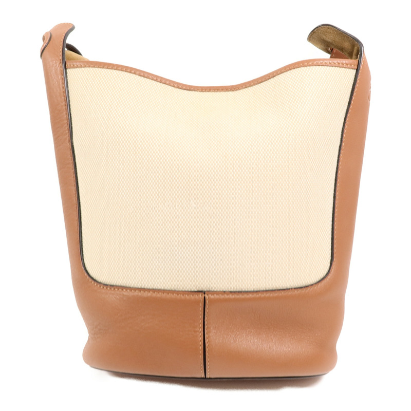 LOEWE 帆布/牛皮皮革Anagram Hobo Bucket Bag肩背袋-1