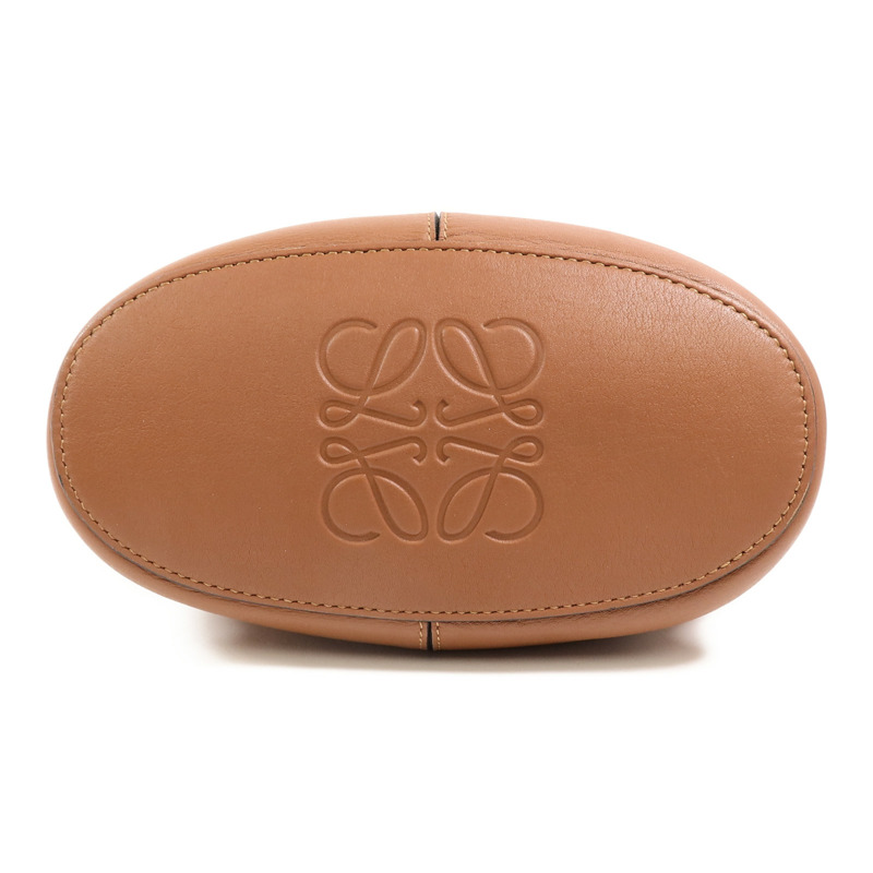 LOEWE 帆布/牛皮皮革Anagram Hobo Bucket Bag肩背袋-3